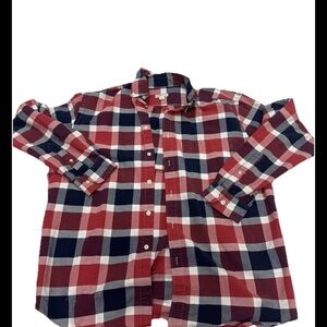 MERONA Long Sleeve Mens XL Red Blue White Plaid Button Down